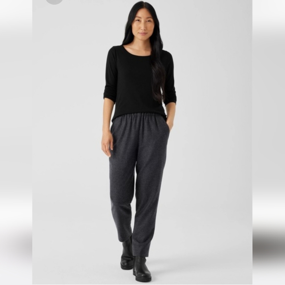 Eileen Fisher Charcoal Wool High Waisted Straight Ankle Pant Size 1X